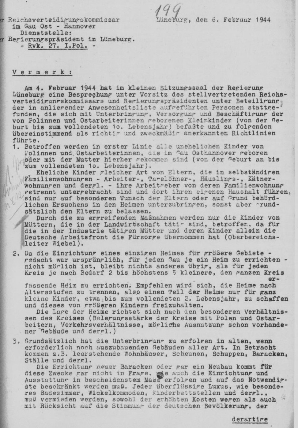 Der Regierungspr�sident in L�neburg am 8. Februar 1944 (1.Teil)